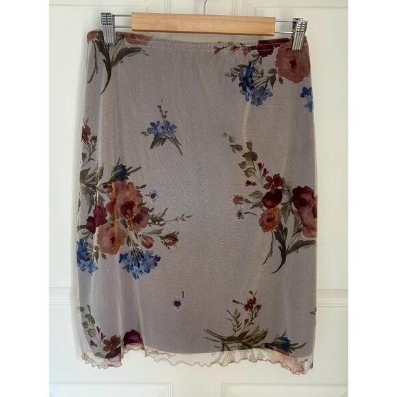 Vintage 90's Floral Midi Skirt Size XL | 90's Workwear Grunge Style - Picture 1 of 5